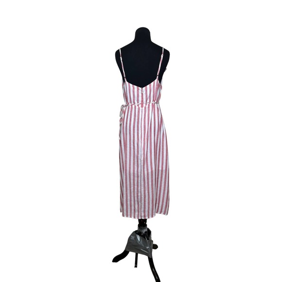 Rails pink white pin stripes sleeveless ruffle detail midi dress size Small - Picture 3 of 12